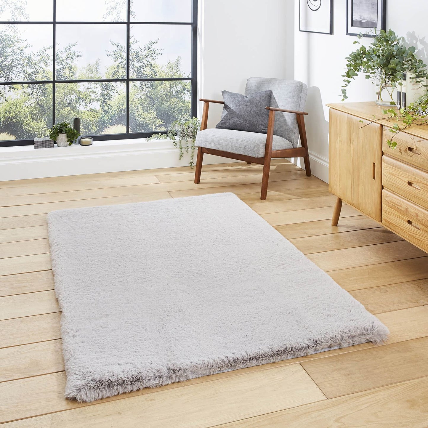 Super Teddy Silver Shaggy Rug