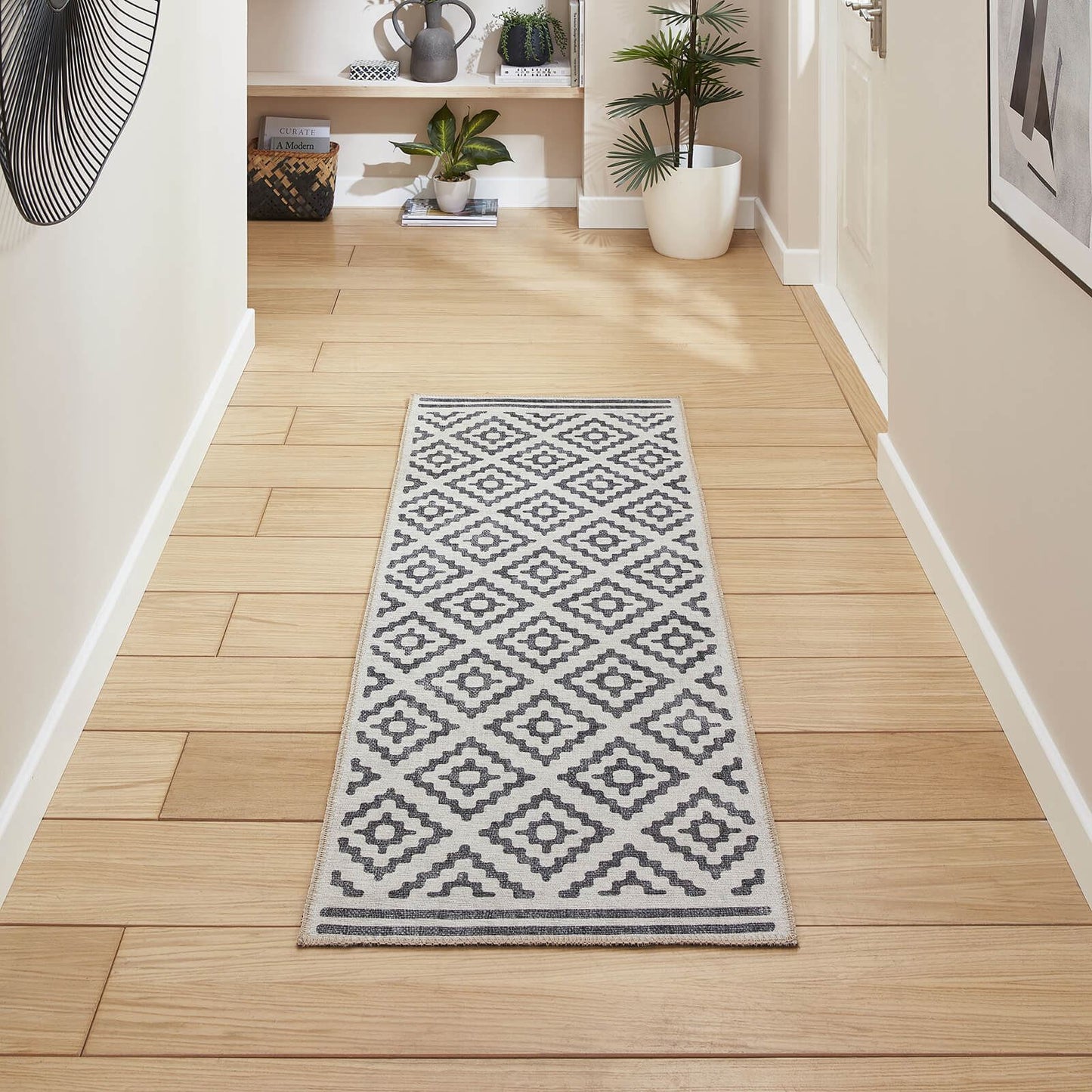 Coral H1058 Grey Modern Washable Rug