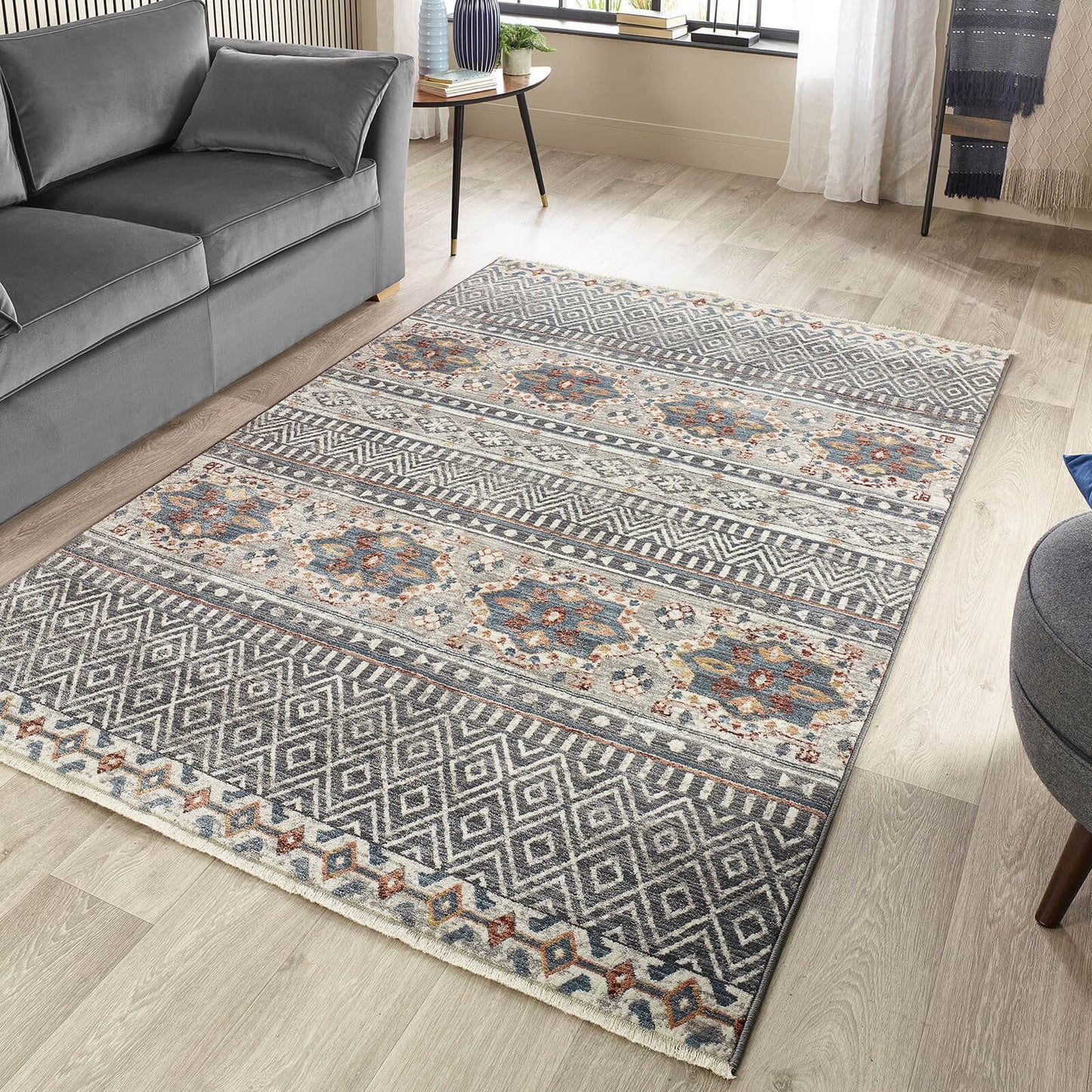 Origins Mandala Stripe Grey 200X300 Rug