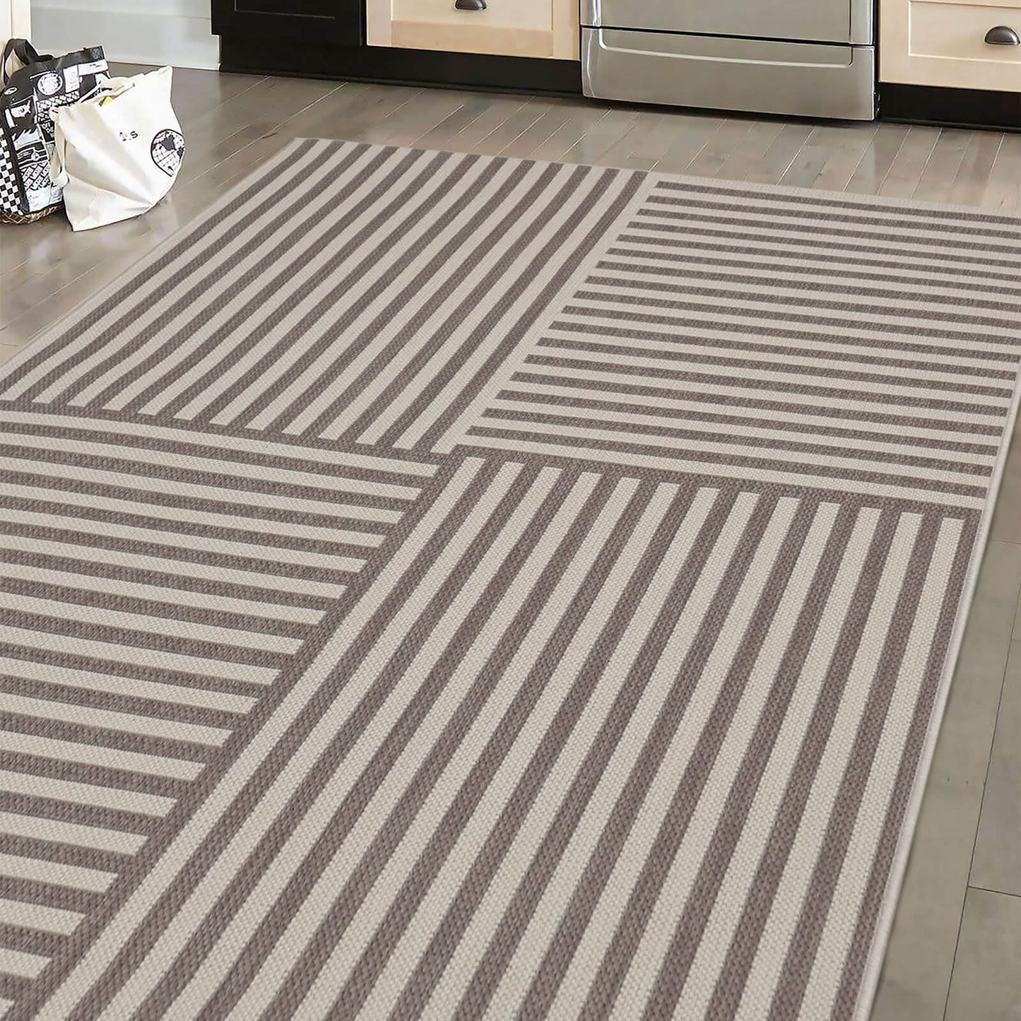 County Multi Stripe Natural Geo Rug