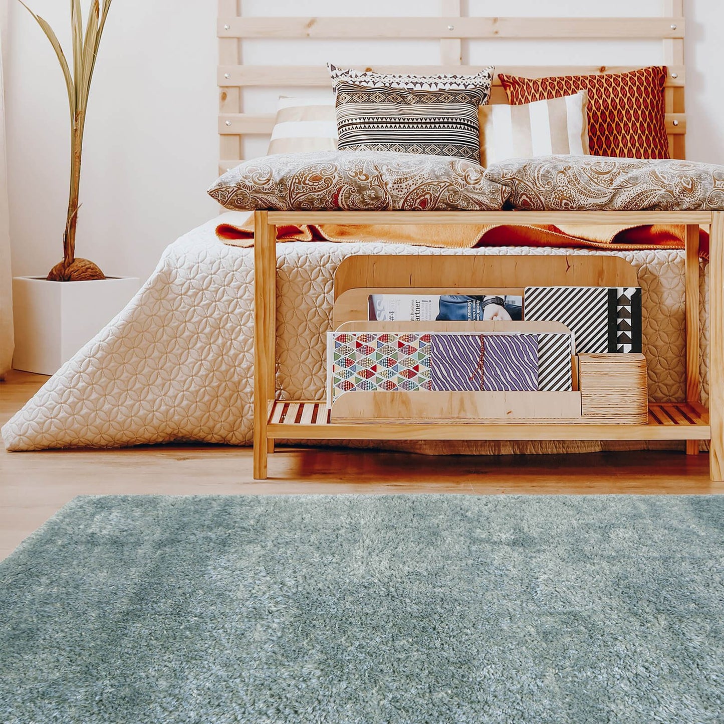 Lagom Duck Egg Plain Rug