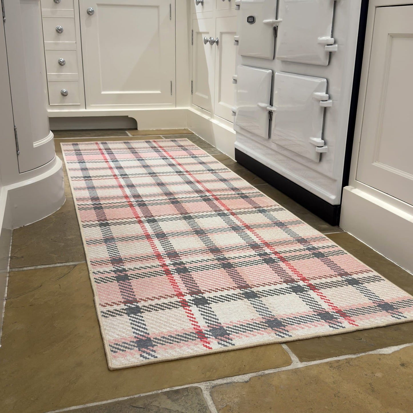 Hug Rug Eco-Washable Isla Plaid Pink Rug