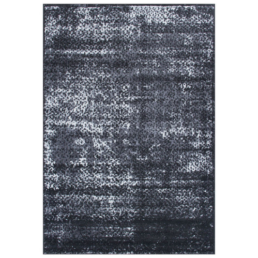 Abstract Modern Sansa Distressed Charcoal 80X150Cm Rug