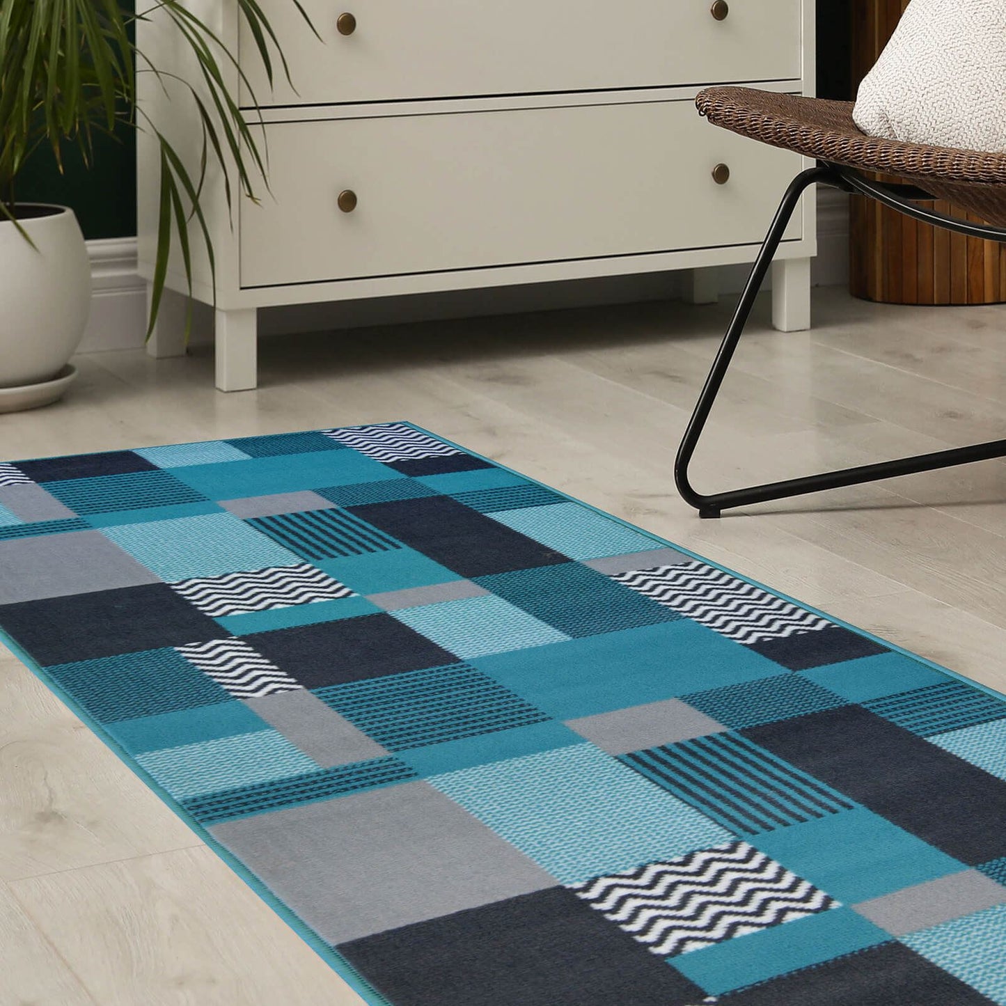 Maestro Montreal Teal Blocks Rug
