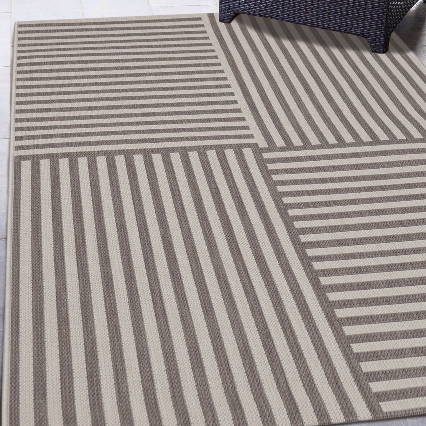 County Multi Stripe Natural Geo Rug