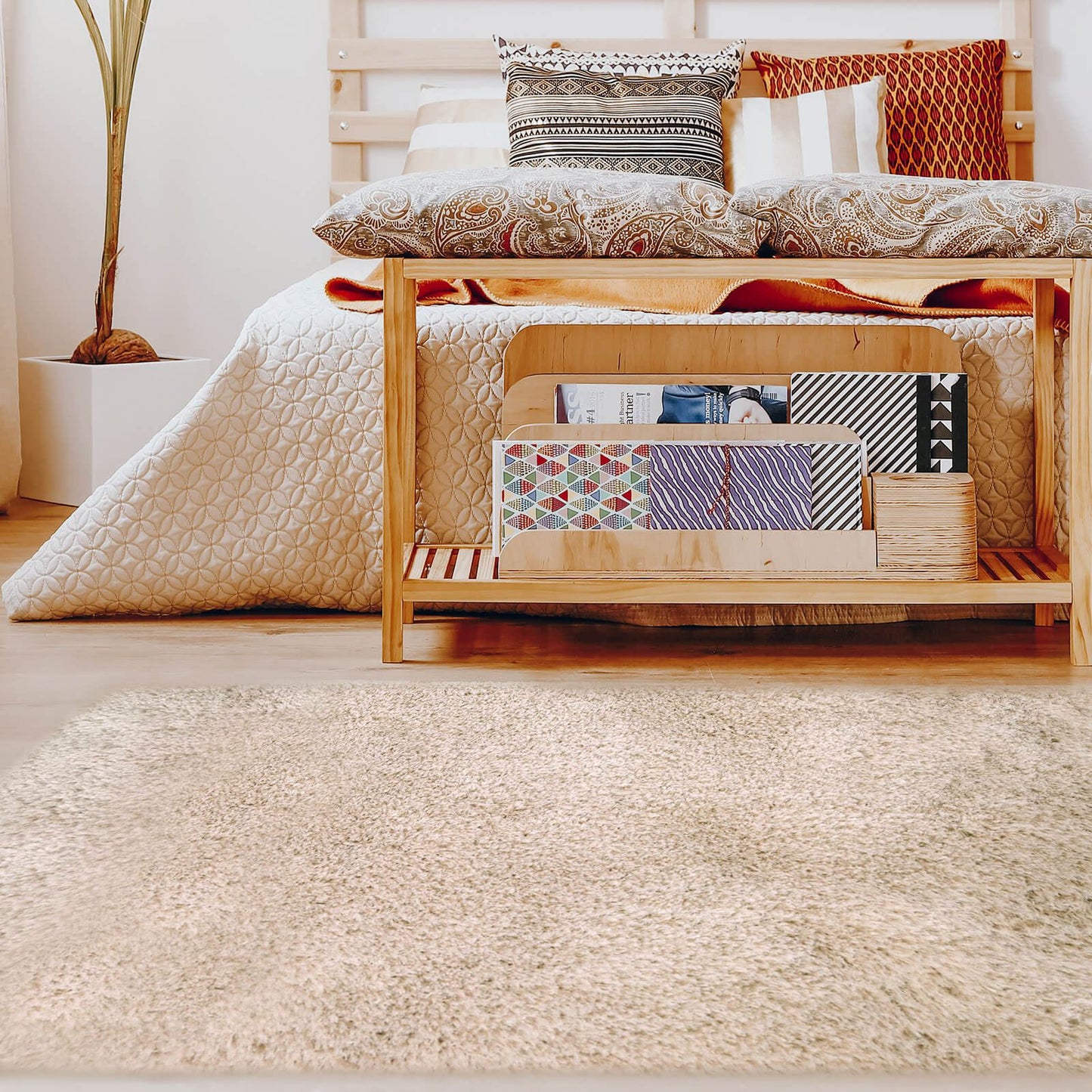 Soft Washable Cosy Champagne Plain Rug
