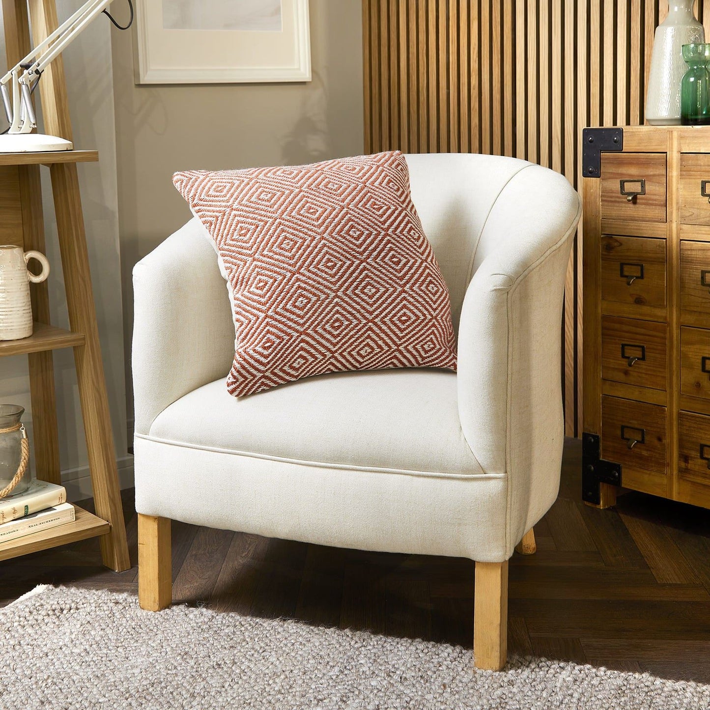 Hug Rug Woven Diamond Cushion Rust 45X45 Rug