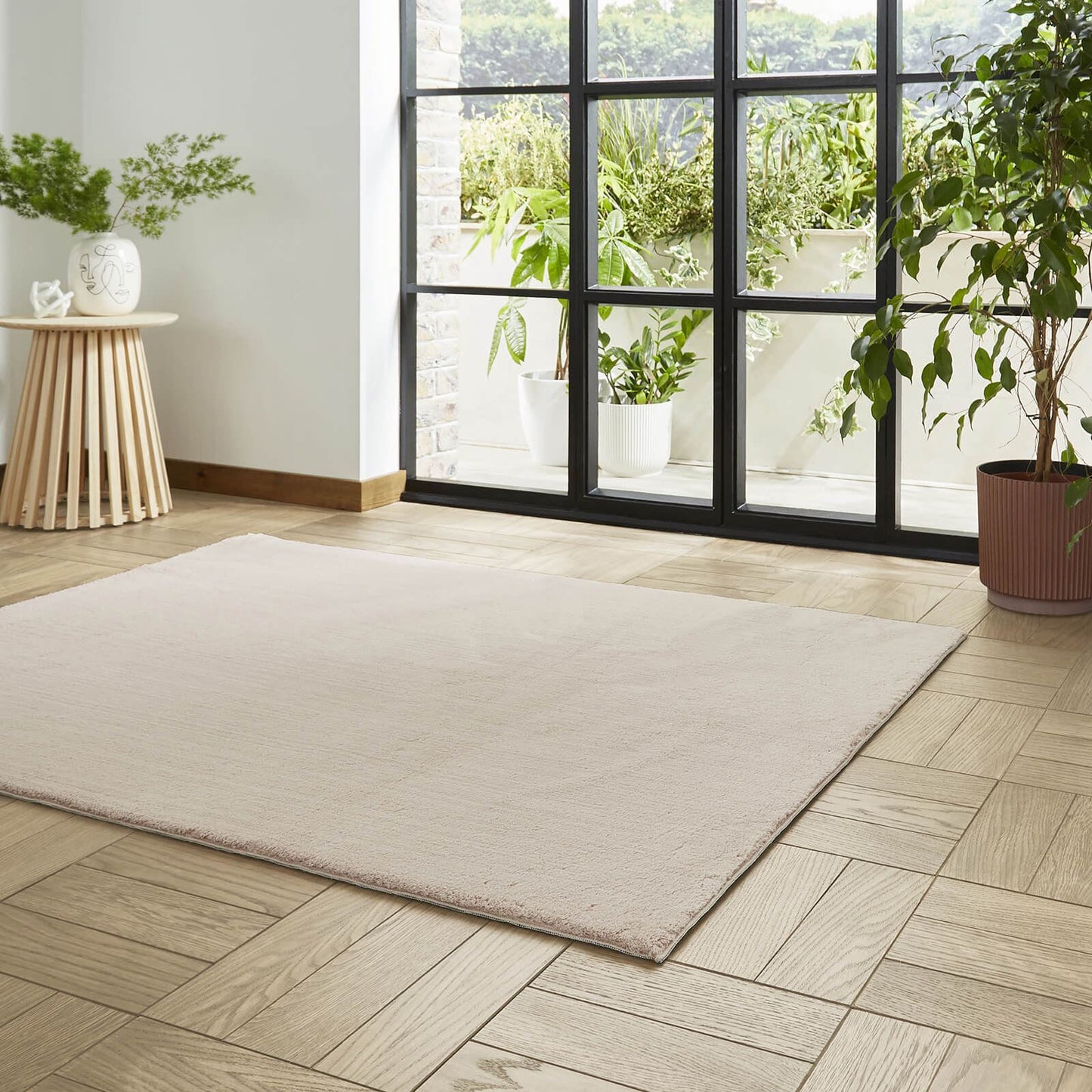 Bay Blush Plain Shaggy Washable Rug
