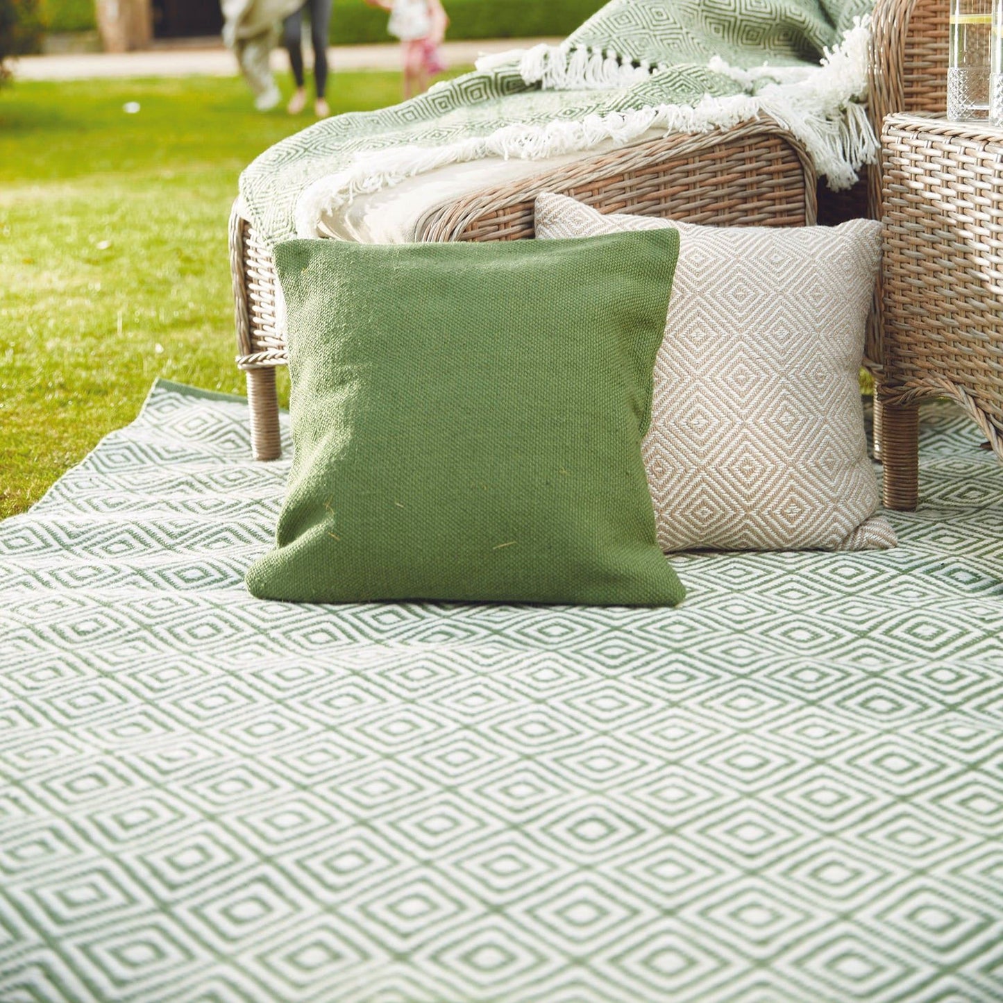 Hug Rug Woven Diamond Rug Dark Green Rug