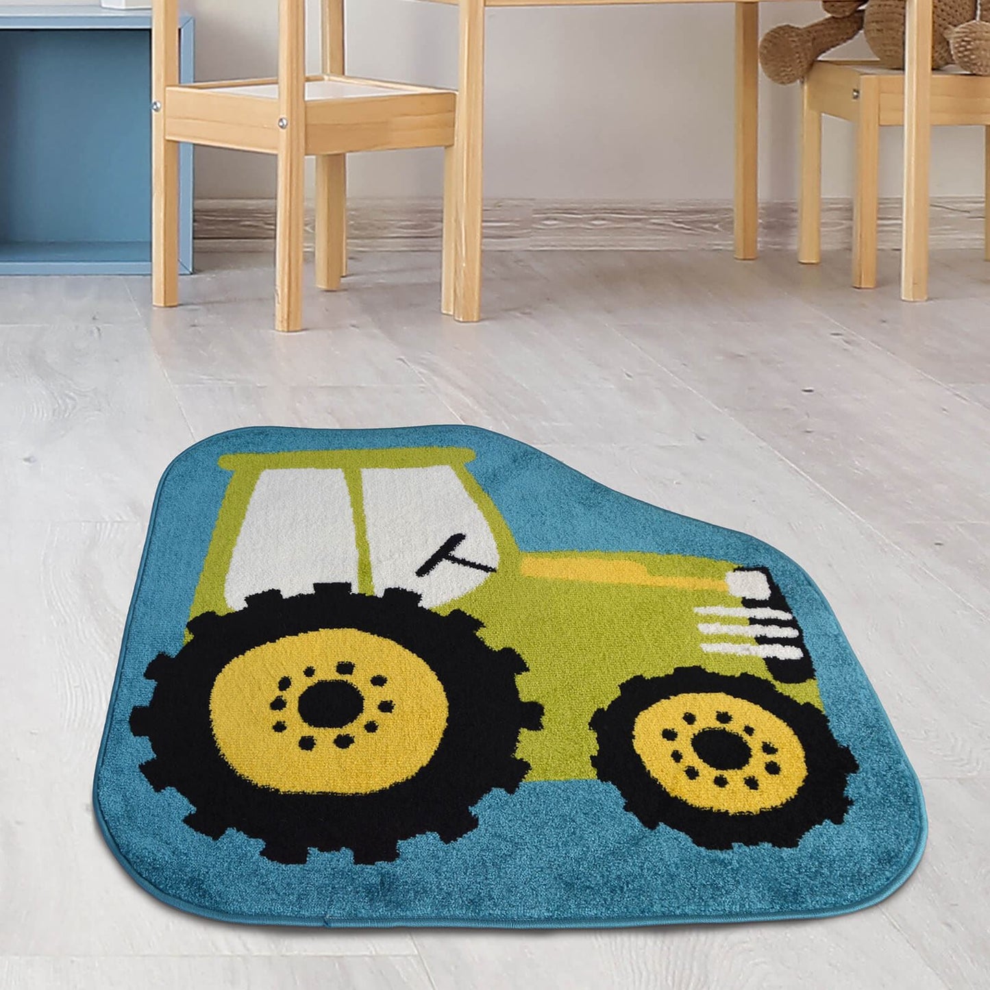 Colour Pop Tractor Kids Multi Rug - 100 X 100cm (3ft 2" x 3ft 2")
