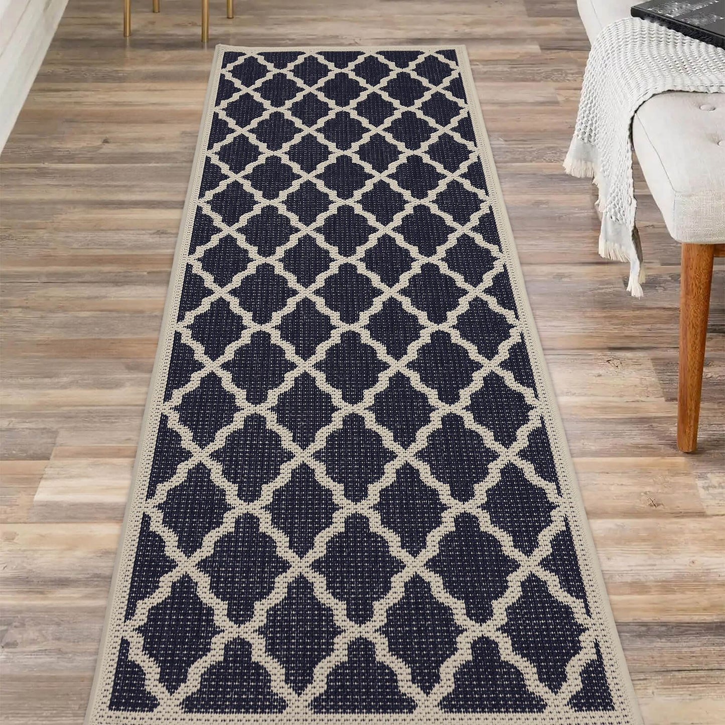 Flatweave Gel Trellis Navy Rug