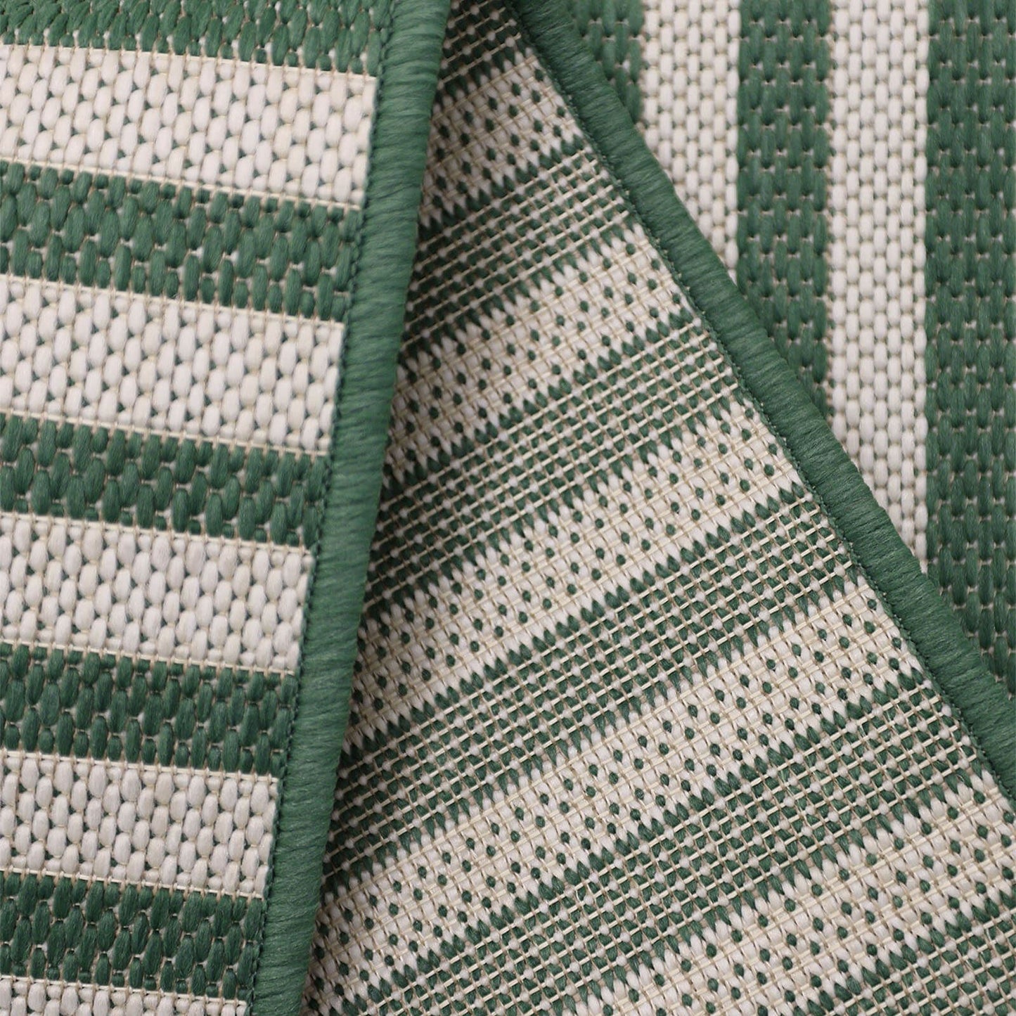 County Multi Stripe Green Geo Rug