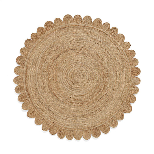 Savannah Jute Scallop Natural Rug - 150cm Diameter Circular Rug