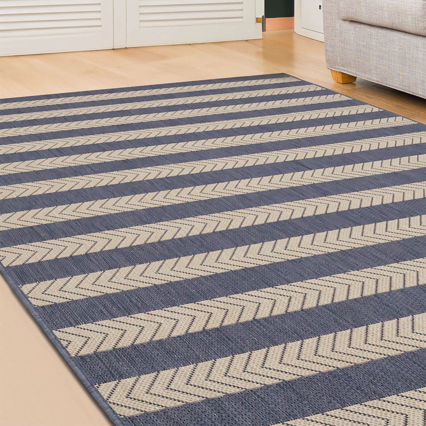 County Stripe Navy Rug