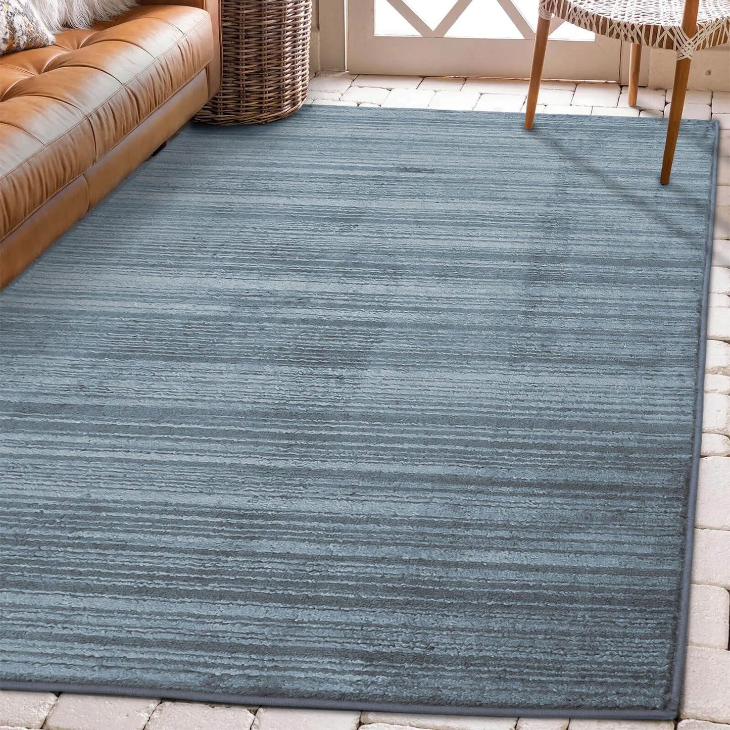 Arlo Textured Blue Semi Plain Rug