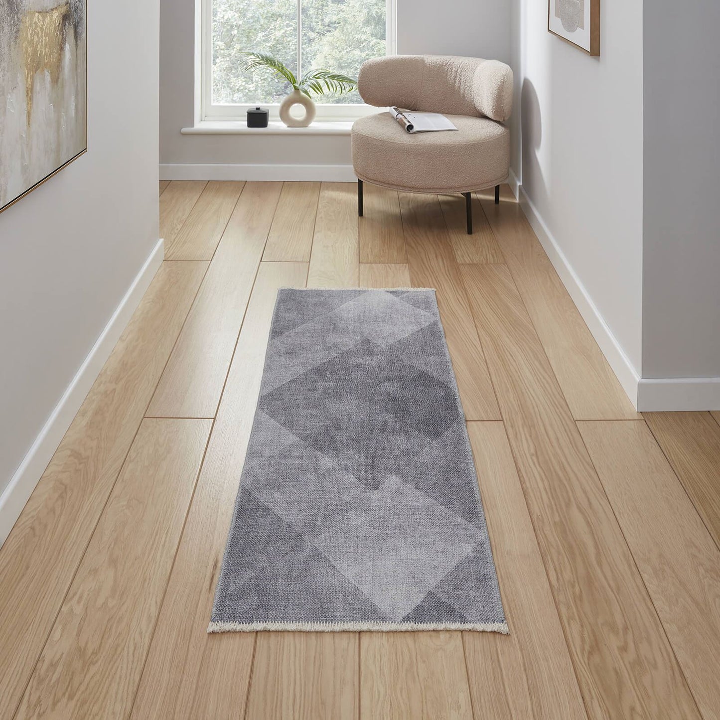 Whisper H1065 Grey Modern Washable Rug