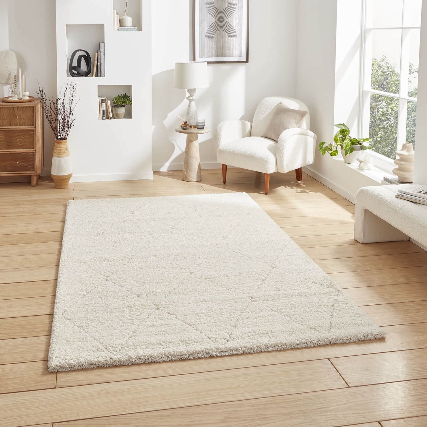 Ideal Shaggy 80260 Cream Berber Rug