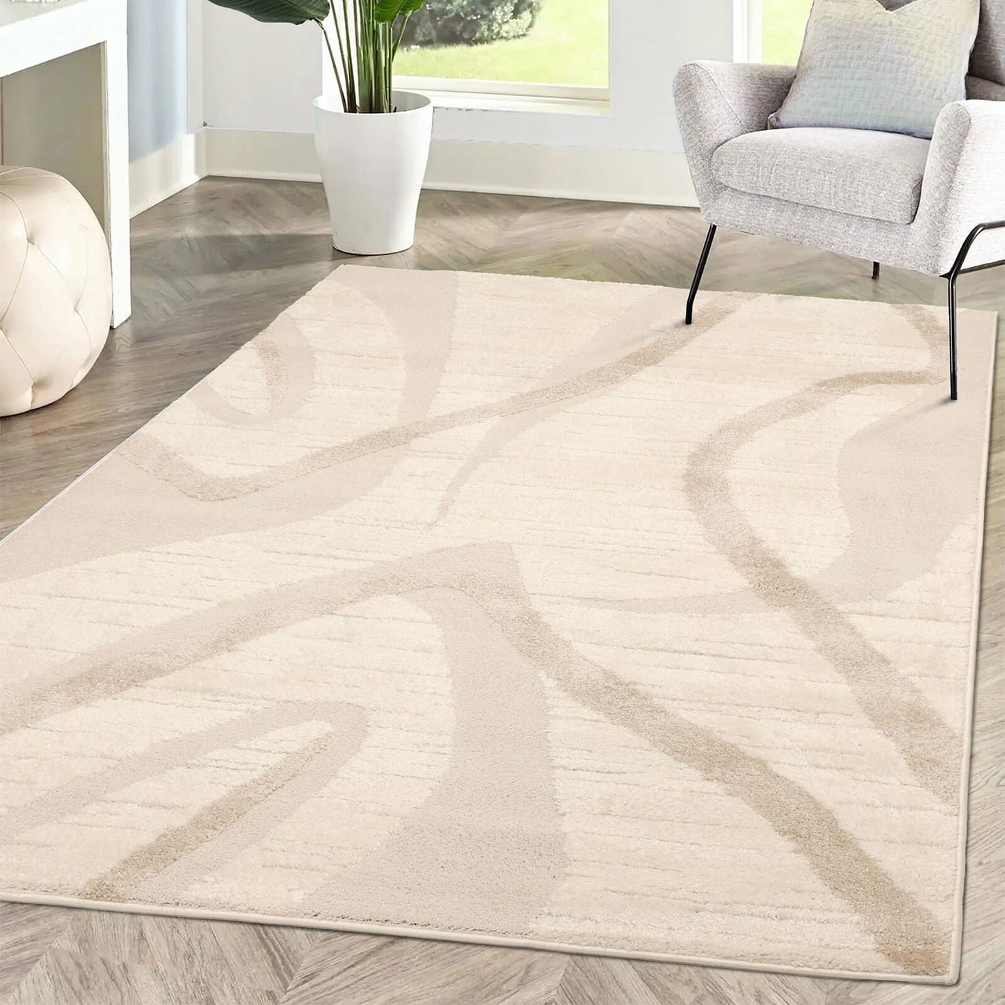 Ava Pave Cream Semi Plain Rug