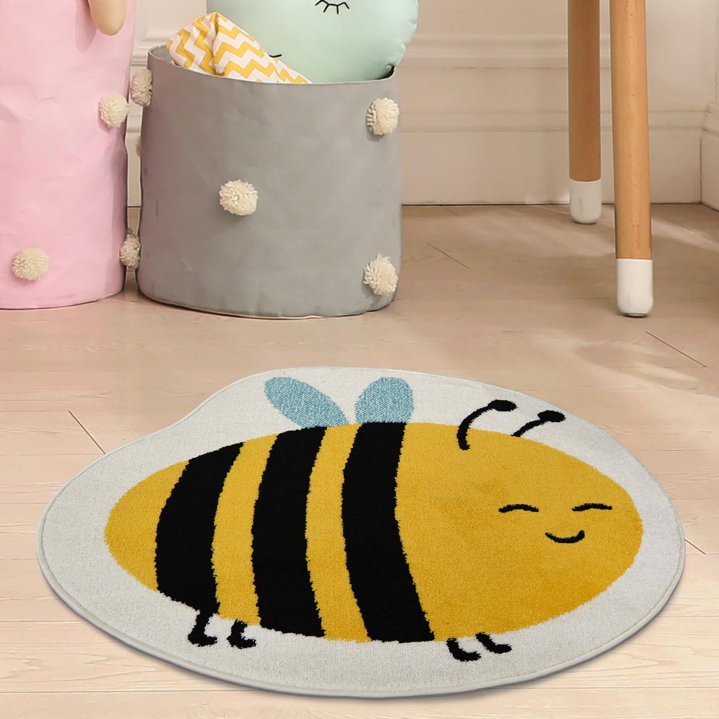 Colour Pop Bee Cream Kids Rug - 100 X 100cm (3ft 2" x 3ft 2")
