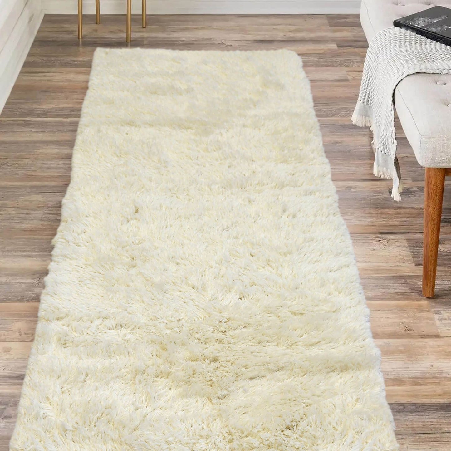 Soft Washable Cosy Ivory Plain Rug