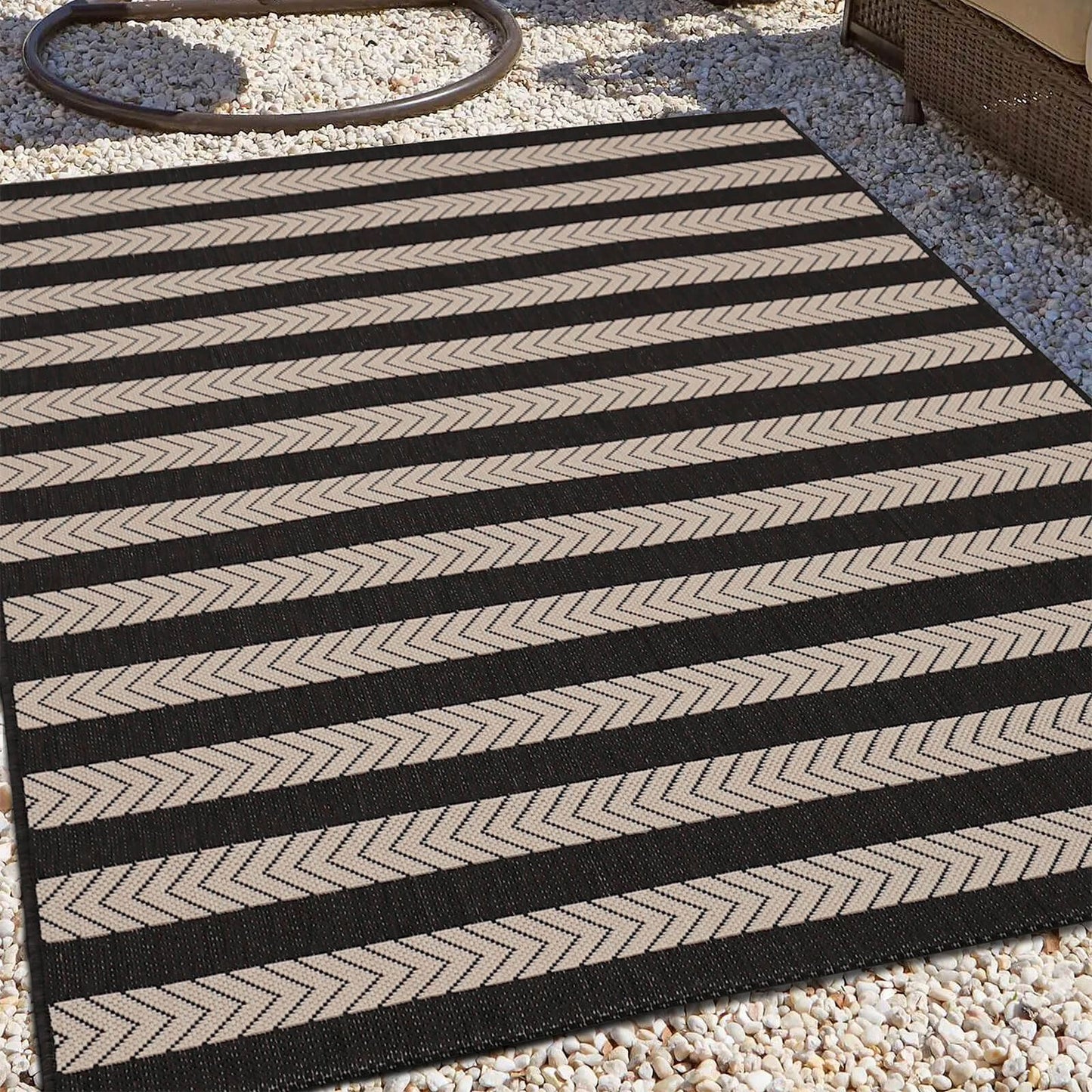 County Stripe Black Rug