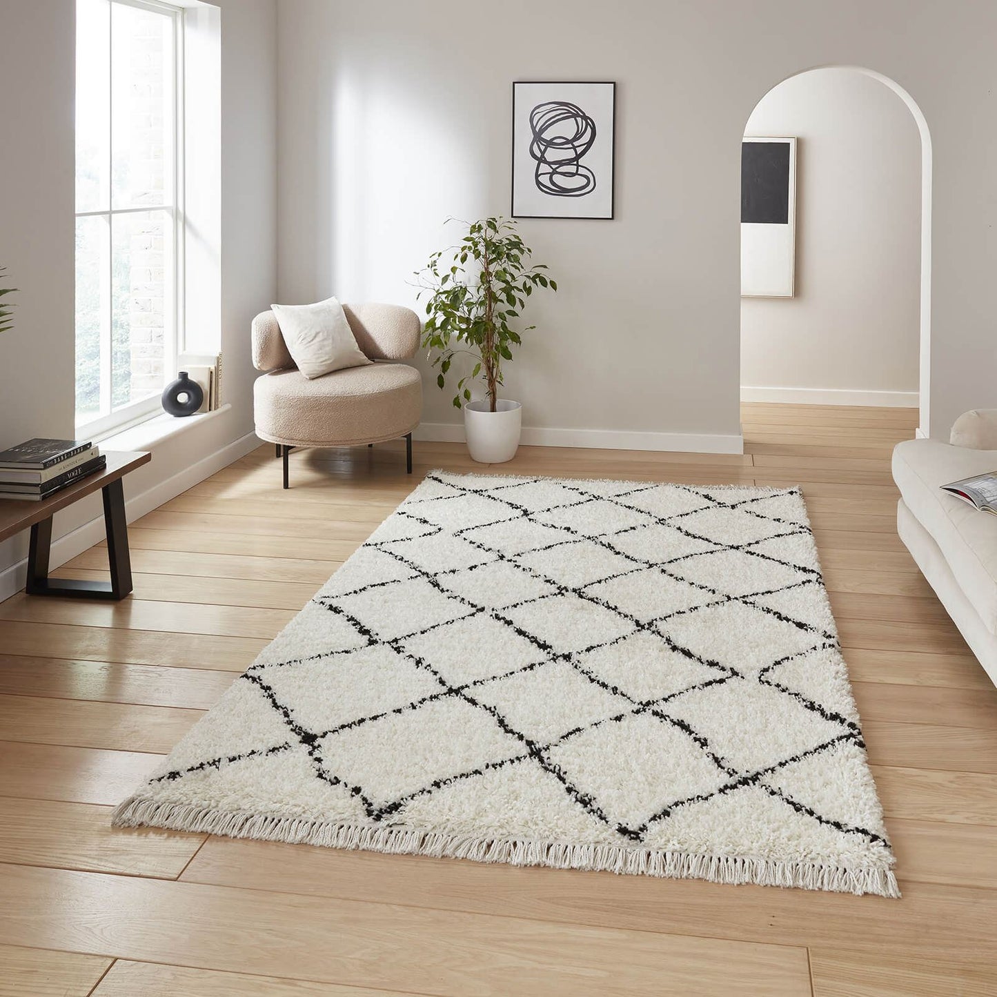 Boho 5413 White/Black Berber Rug