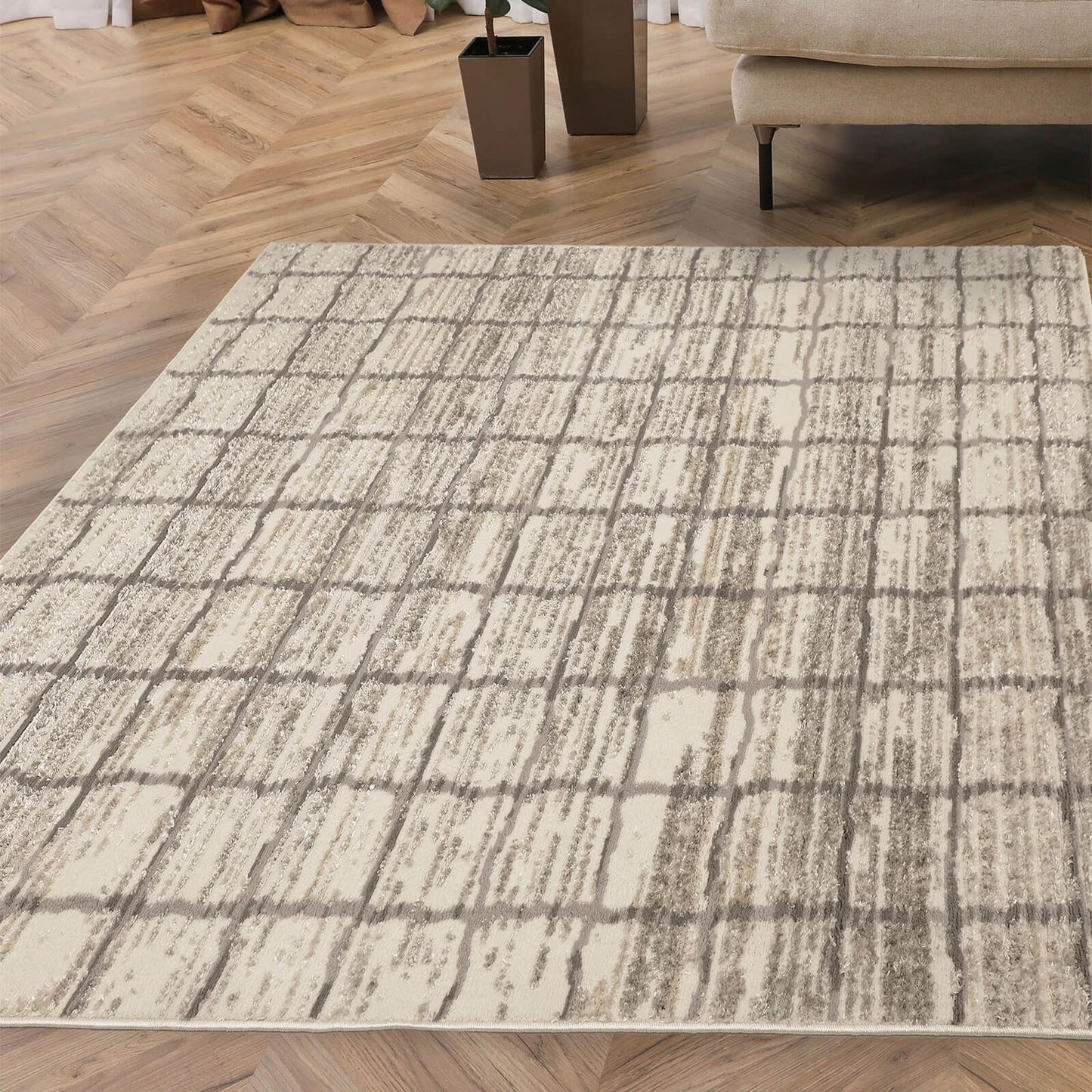 Cadiz Lines Semi Plain Grey Rug