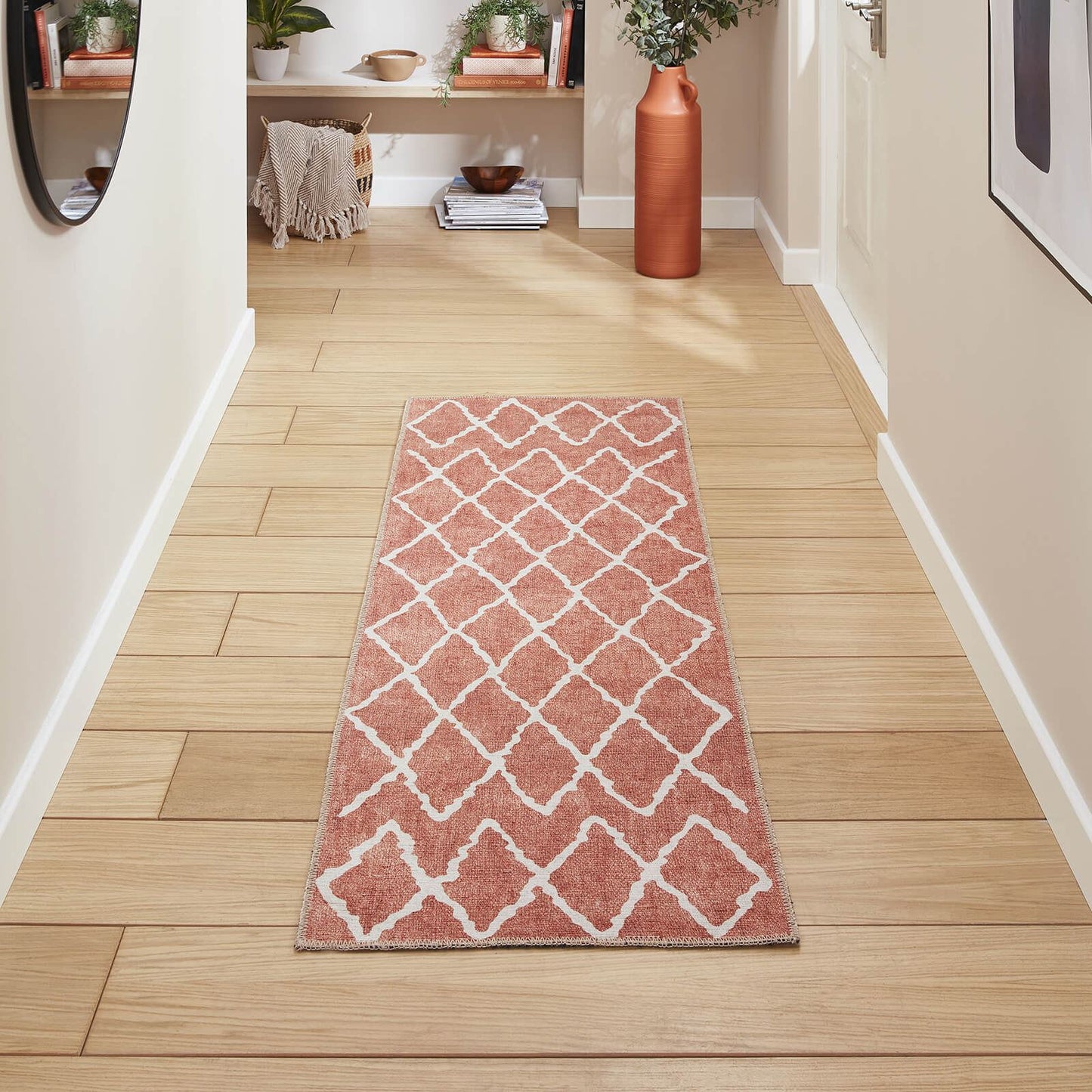 Coral H1060 Orange Berber Washable Rug