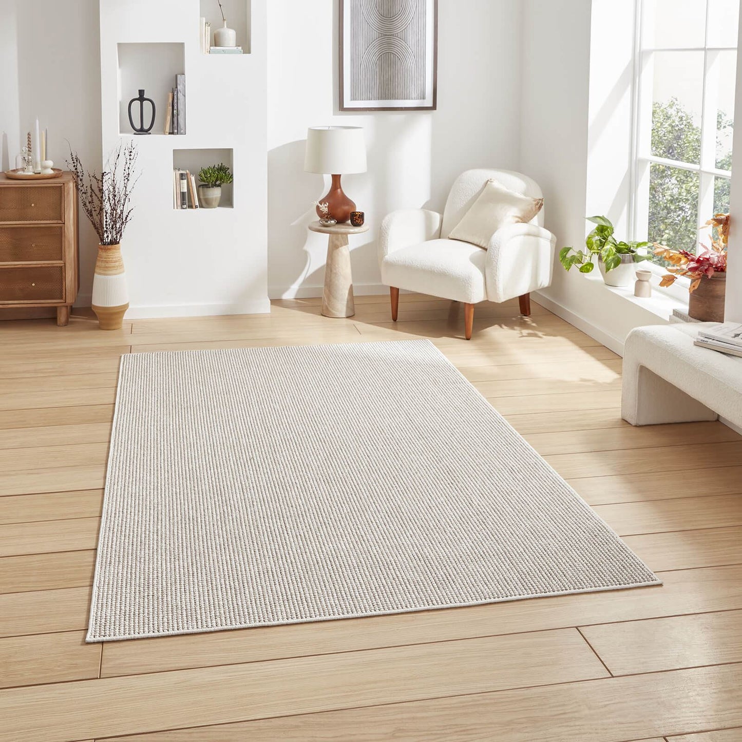 Boucle E6404 White/Brown Boucle Rug