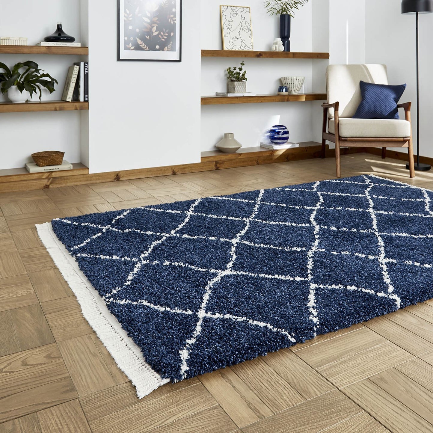 Boho 5413 Navy Berber Rug
