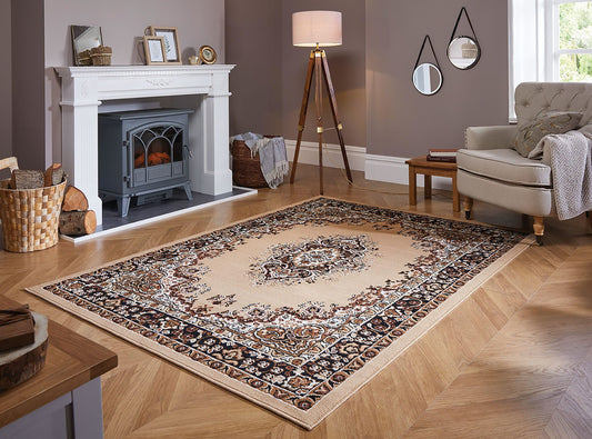 Lord of Rugs Traditional Rug for Living Room Bedroom Kitchen Hallways Lounge Carpet Lancashire Floral Medallion Oriental Rug Red Medium 120x160 cm (4'x5'3")