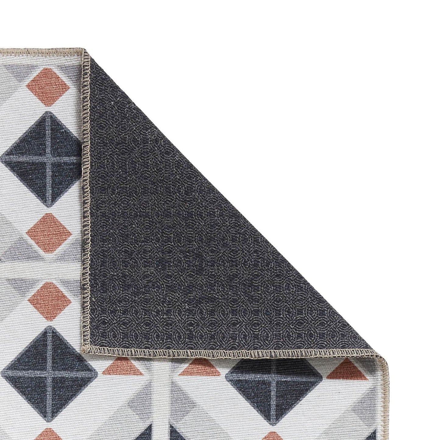 Victoria H1190 Grey/Orange Washable Rug - 75 x 230cm Hall Runner