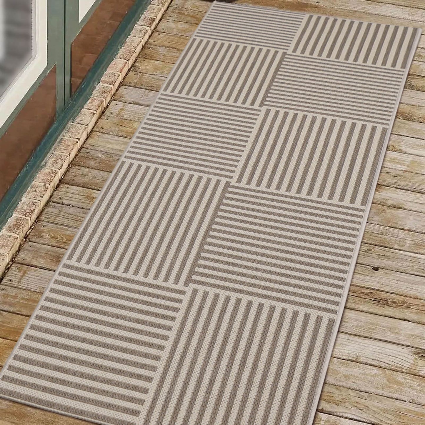 County Multi Stripe Natural Geo Rug
