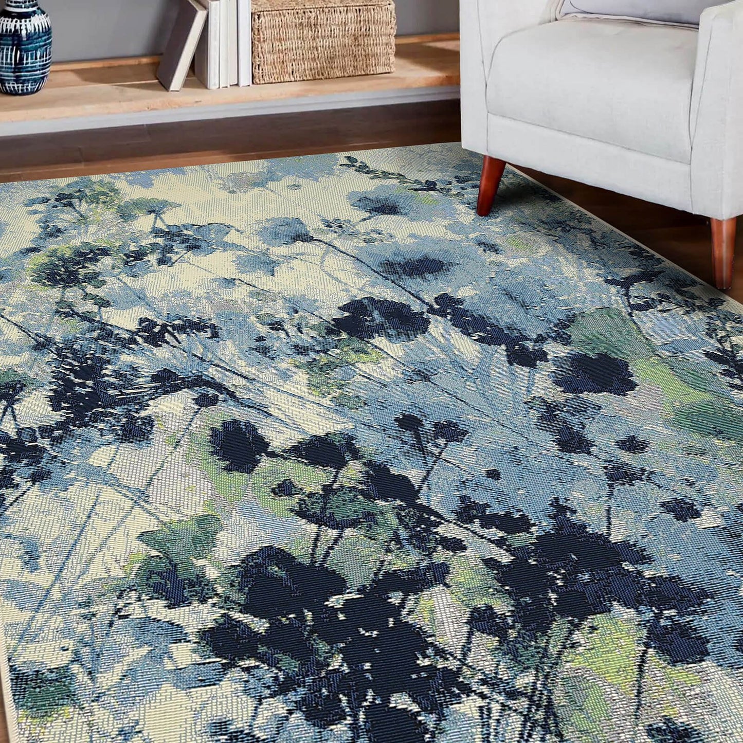 Tropicana Watercolour Floral Blue Rug