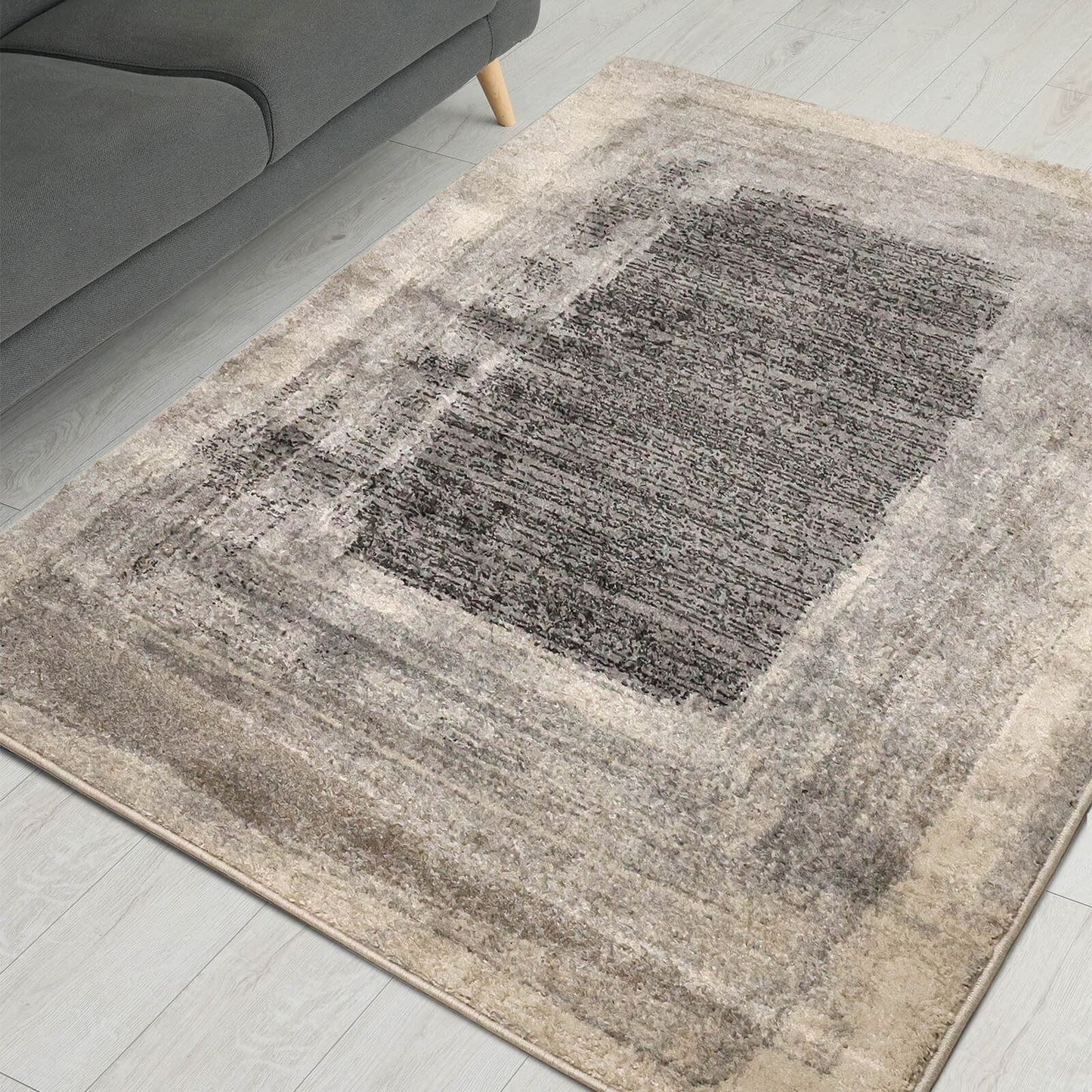 Freya Border Grey Semi Plain Rug