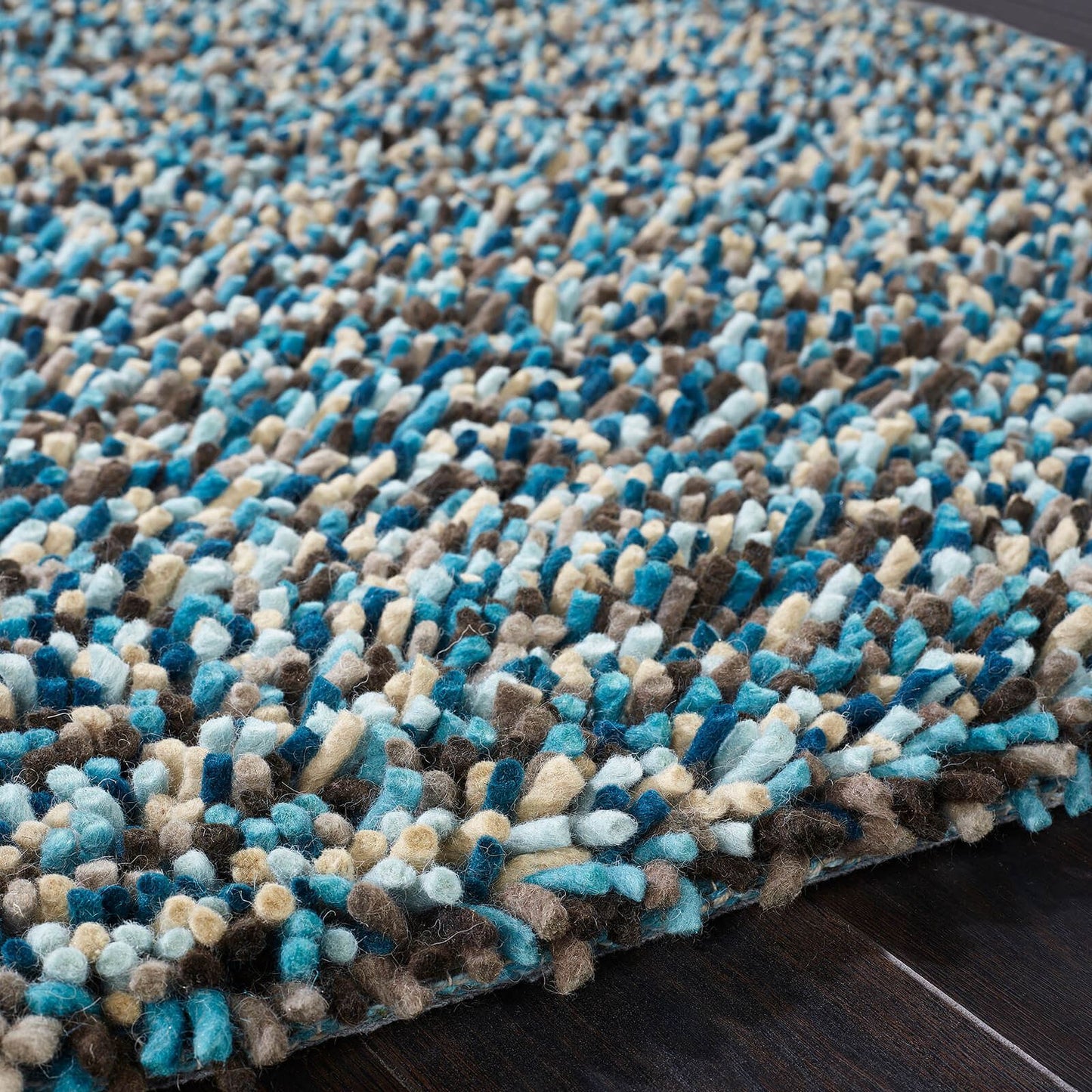 Contemporary Rocks Abstract Plain Supersoft Shaggy Blue Rugs 160X230Cm