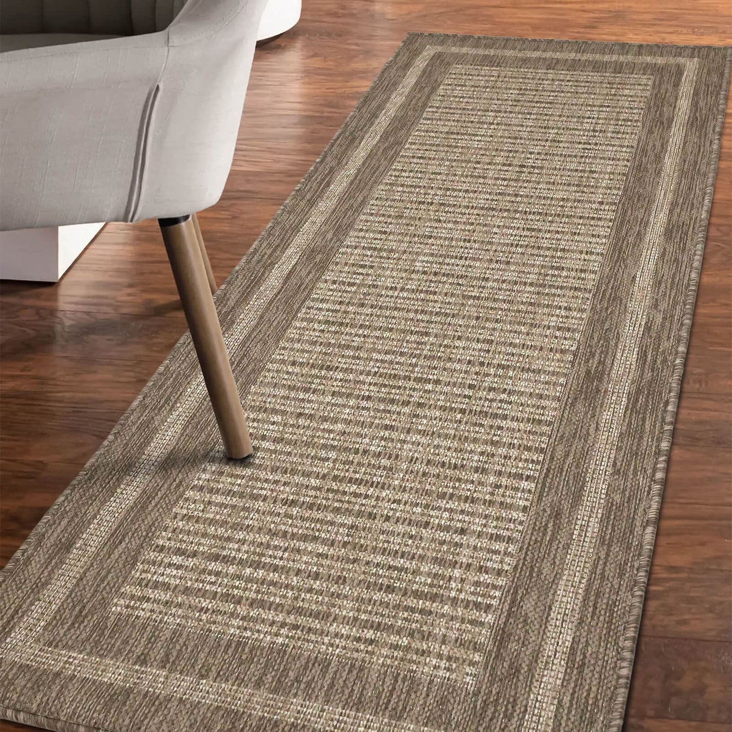 Flatweave Gel Border Latte Rug