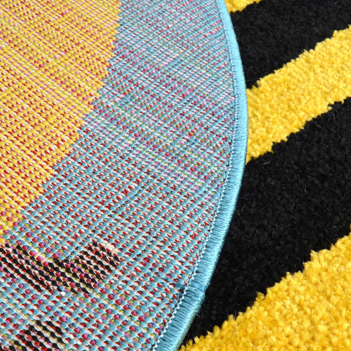 Colour Pop Bee Blue Kids Rug - 100 X 100cm (3ft 2" x 3ft 2")
