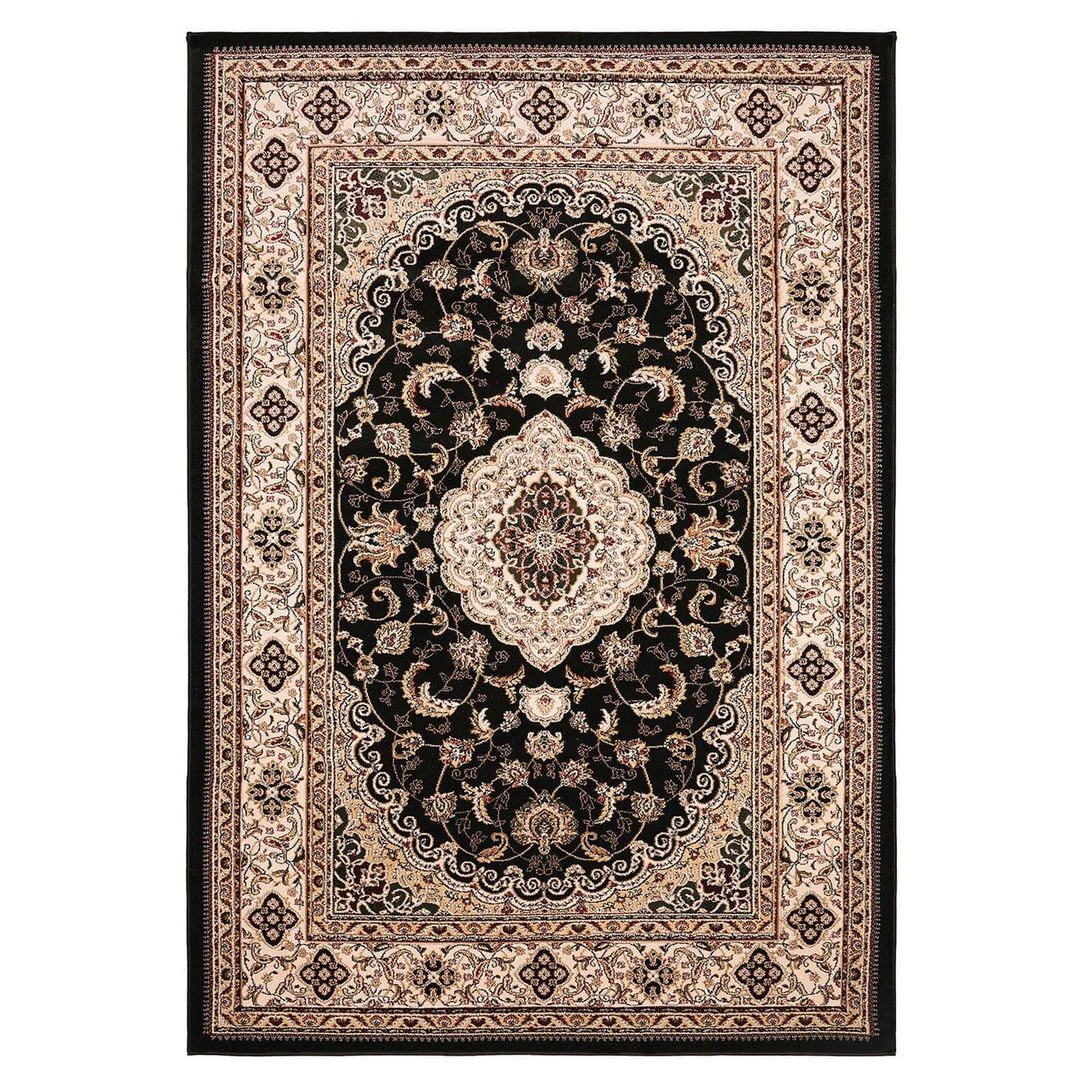 Victoria Traditional Black Classical Rug