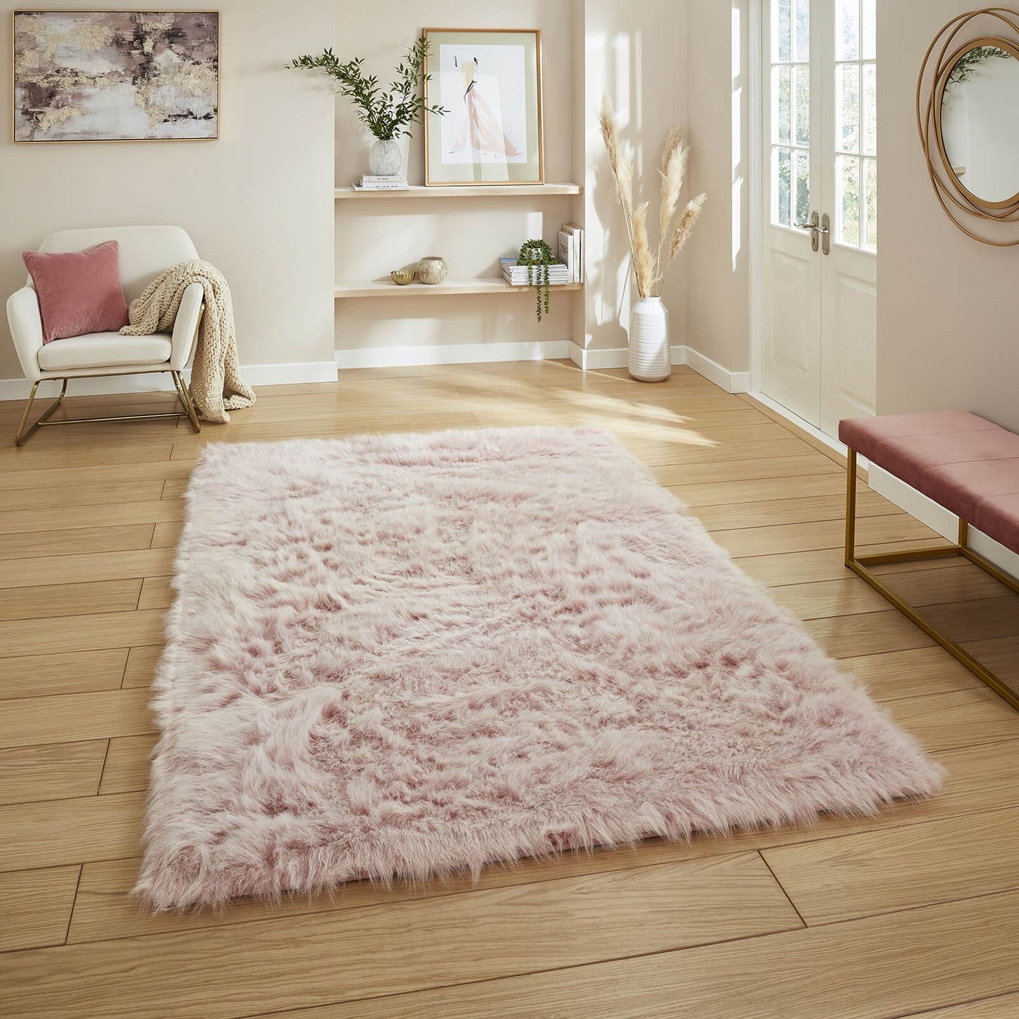Polar Plush Rose Soft Shaggy Rug - 160 x 220cm (5ft 3" x 7ft 3")