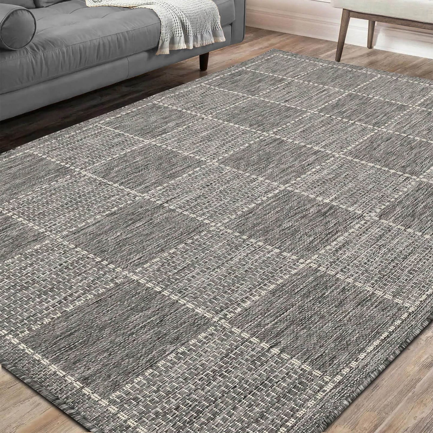 Flatweave Gel Check Latte Rug