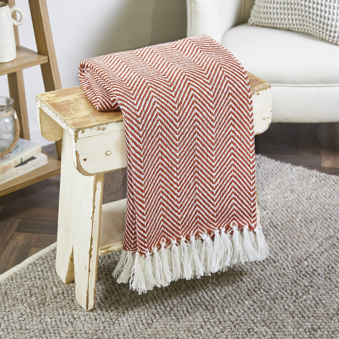 Hug Rug Woven Herringbone Throw Rust 130X180 Rug