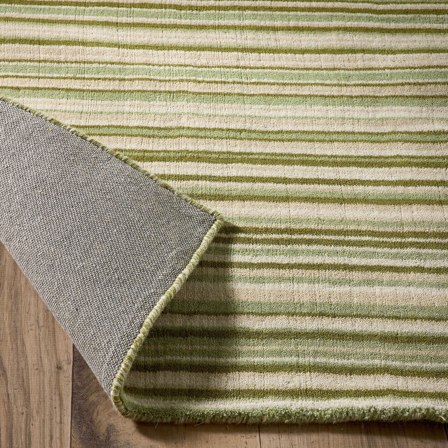 Origins Fine Stripes Green Rug - 80 x 150cm (2ft 6" x 5ft 0")