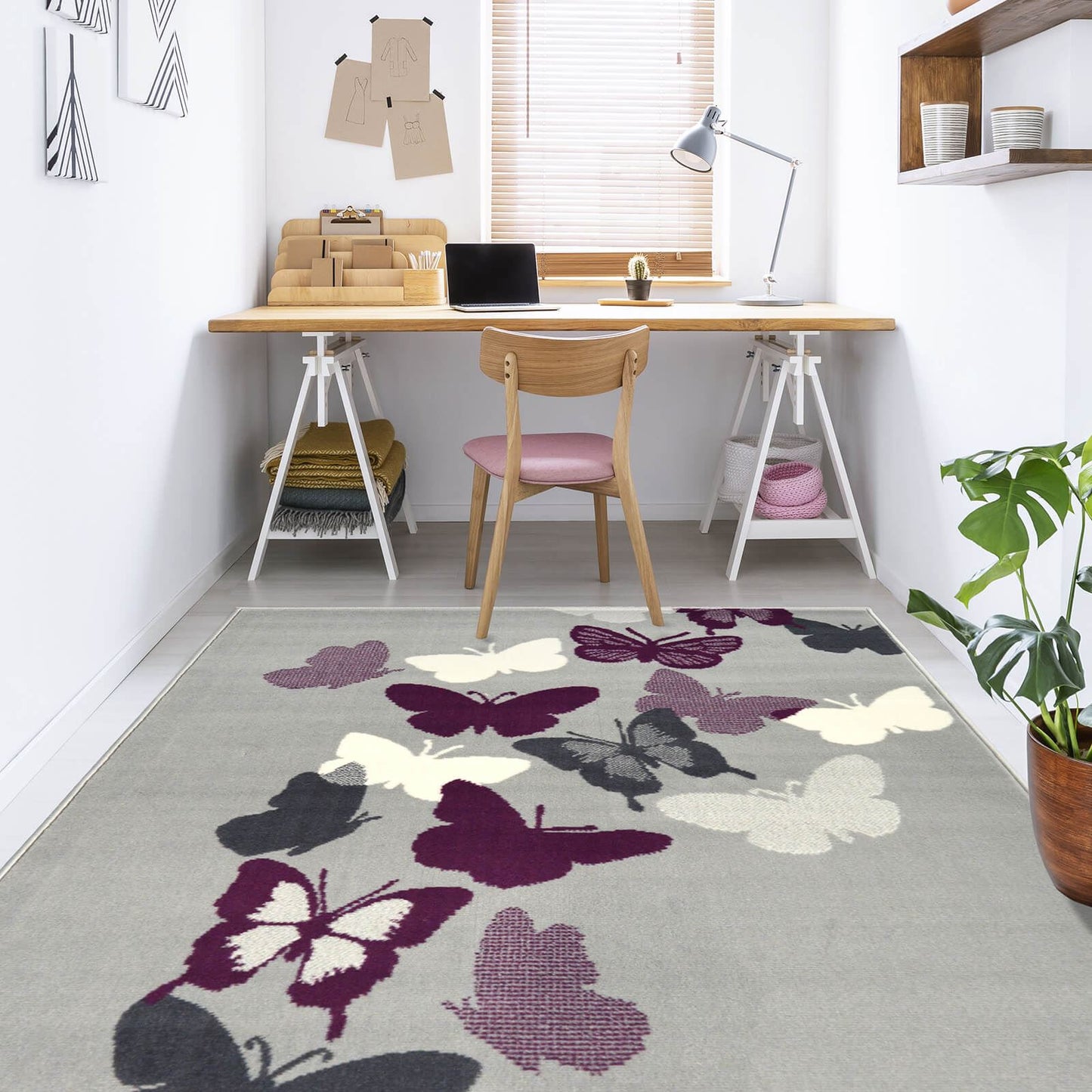 Maestro Butterfly Purple Butterfly Rug