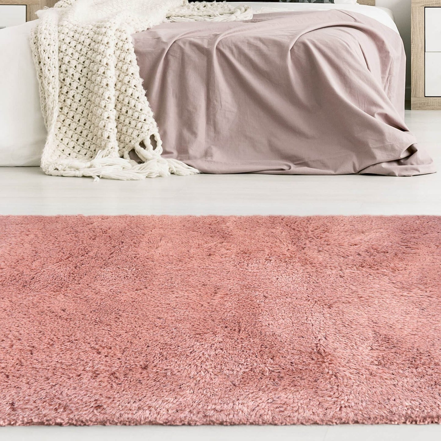 Soft Washable Cosy Pink Plain Rug