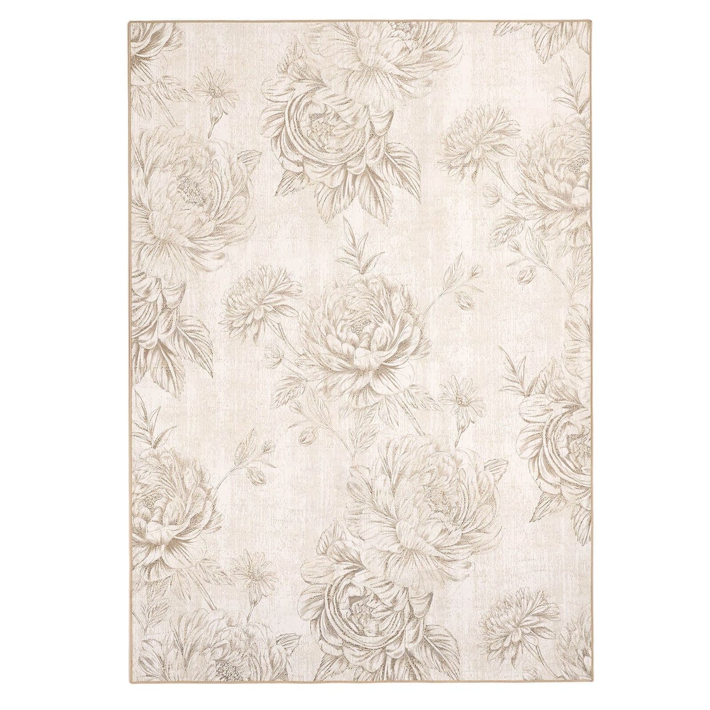 Hug Rug Eco-Washable Muted Floral Beige