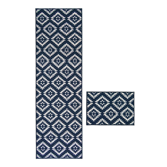 Deco Aztec Blue Geometric Rug