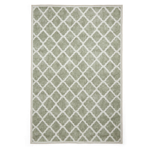 Coral H1063 Green Modern Washable Rug
