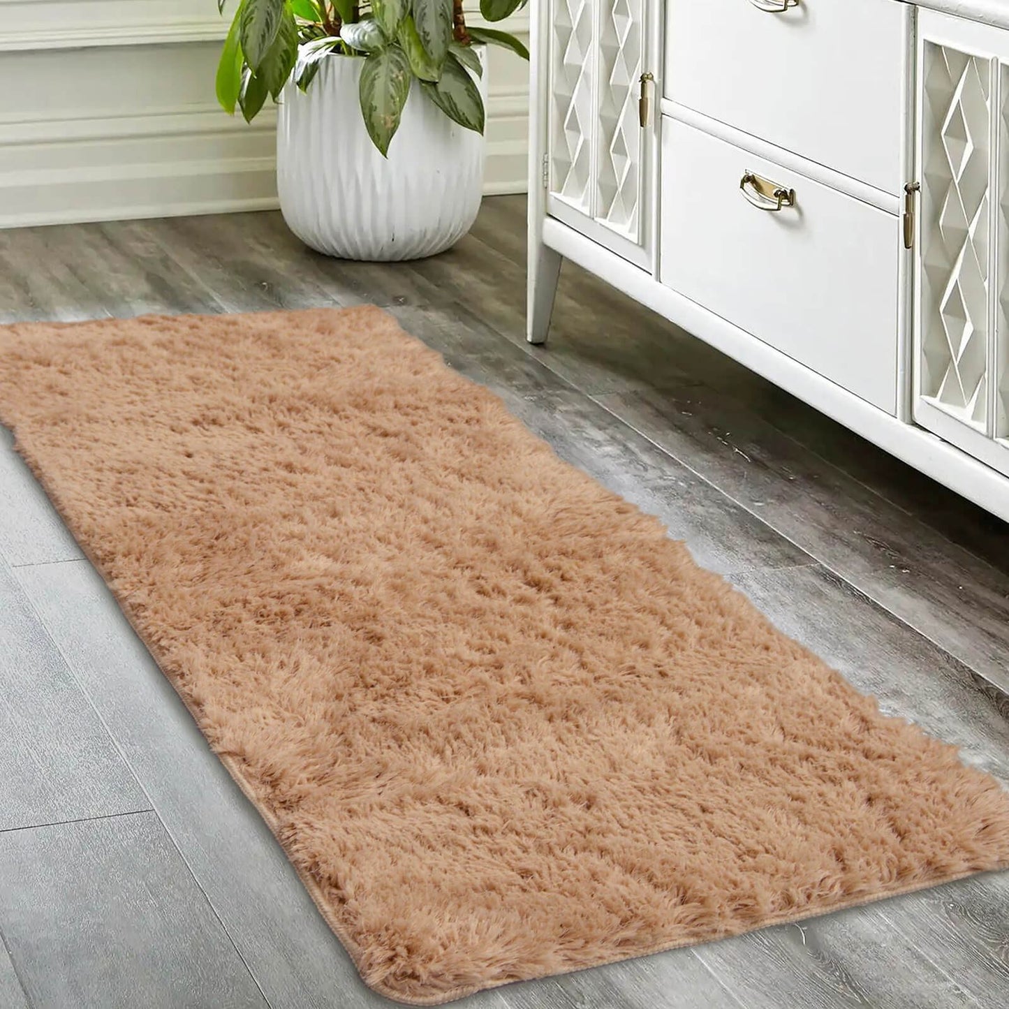 Soft Washable Cosy Champagne Plain Rug