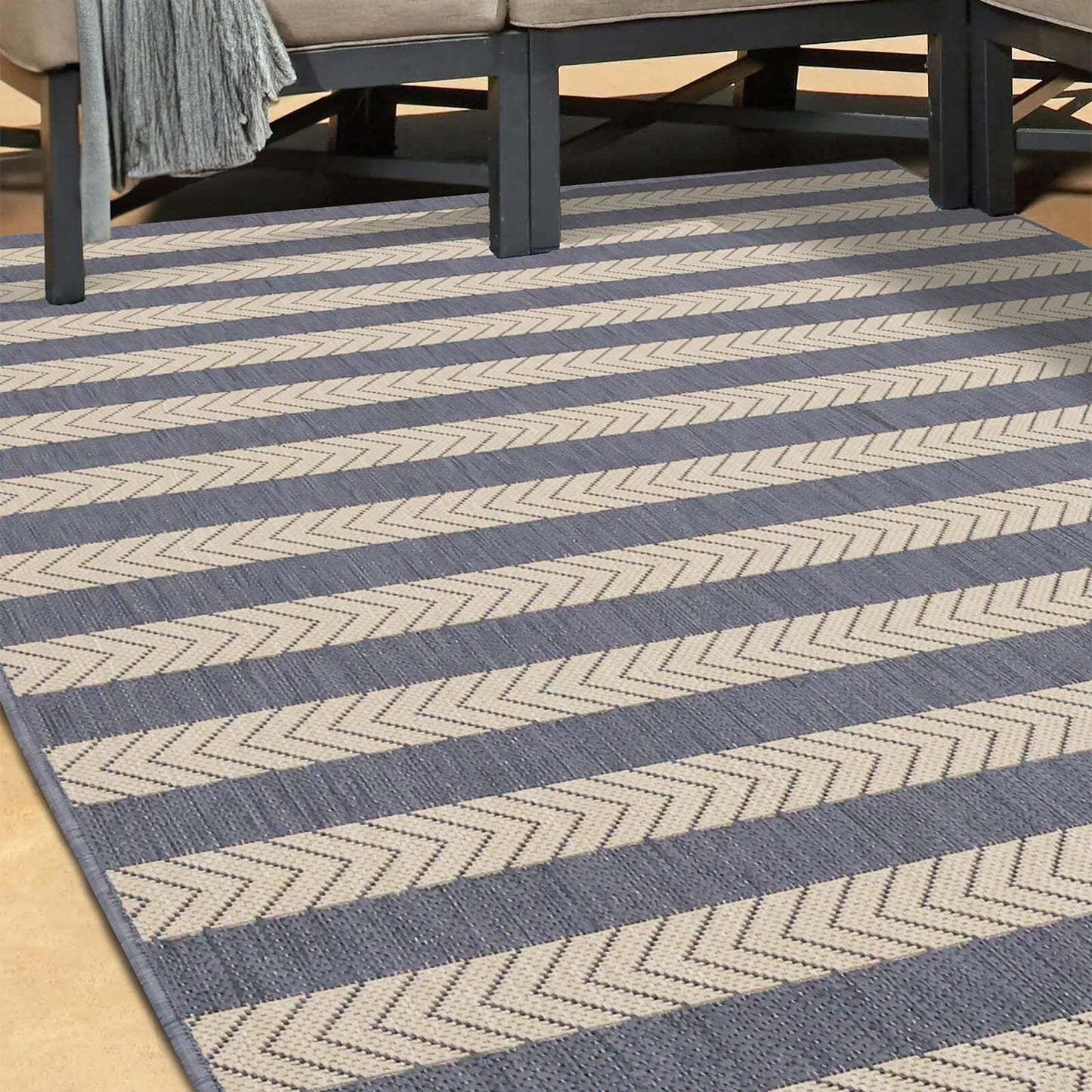 County Stripe Navy Rug